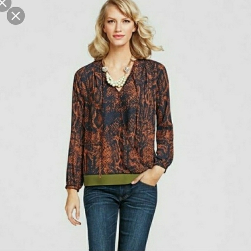 Cabi border wrap blouse